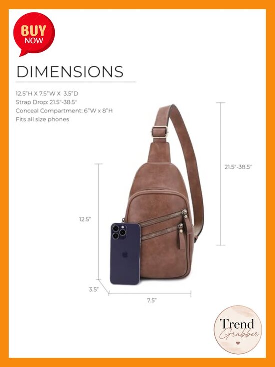 Unisex Multi-Pocket Concealed Carry Sling Bag Crossbody Backpack Purse Faux main image 4